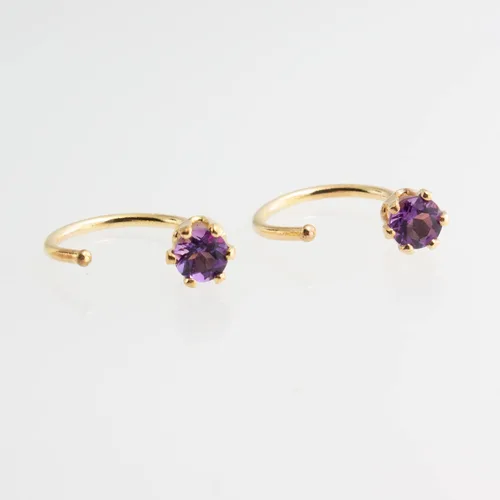 Miniatura 30 de Half Huggie Birthstone Gold Hoop Earrings for Women Tiny Cartilage Stud Piercing Earring Hypoallergenic Earring Screw Back Dainty Hug