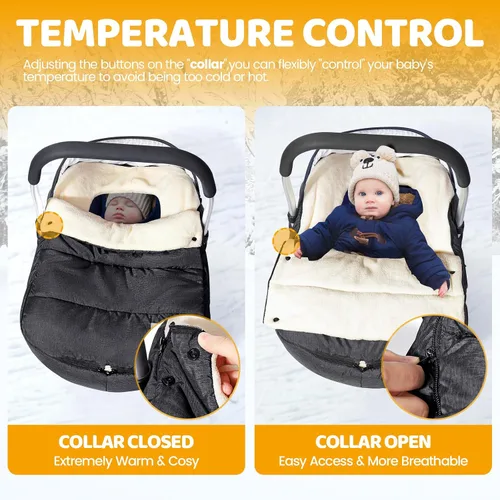 Miniatura 2 de Fundas de asiento de coche Orzbow para bebés invierno, cubierta universal de asiento de coche para bebé con cuello ajustable, cubierta de asiento
