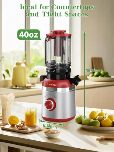 Miniatura 3 de Máquinas exprimidoras, exprimidor de prensa en frío para verduras y frutas enteras, exprimidor de masticación lenta con canal de alimentación ancho