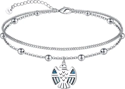 Miniatura 18 de CHIC & ARTSY Tobilleras de plata de ley S925 para mujer, pulsera de tobillo ajustable multicapa para playa, joyería de verano para mujer, de 10 a 11