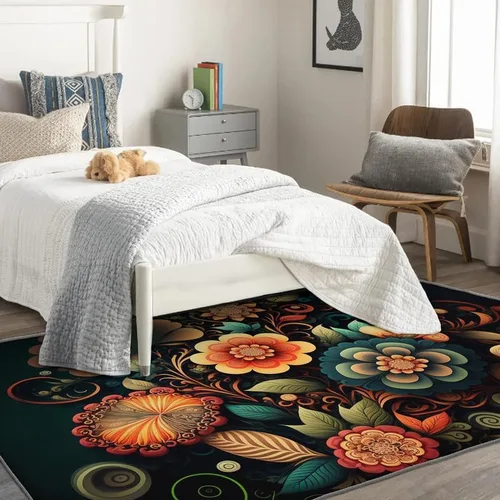 Miniatura 2 de Alfombras de flores para entrada, dormitorio, sala de estar, alfombras de área de plantas florales de 2 x 3 pies, lavables, antideslizantes, suaves