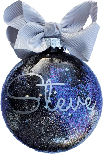 Miniatura 10 de Adorno de Navidad personalizado relleno de purpurina hecho a medida, regalo ideal para fiesta de intercambio de regalos de oficina (Aqua)