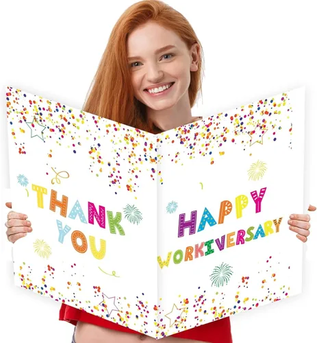 Miniatura 9 de Idealmuzik Tarjeta Jumbo de Feliz 10º Aniversario – Tarjeta de Felicitación de Congratulaciones Grande Plegada de 14x22 Pulgadas con Sobre, Tarjeta