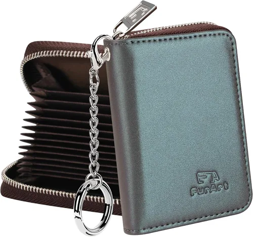 Miniatura 42 de FurArt Cartera con Cremallera para Mujeres, Cartera con Bloqueo RFID para Tarjetas de Crédito, Portador de Tarjetas de Presentación, Cartera Llavero