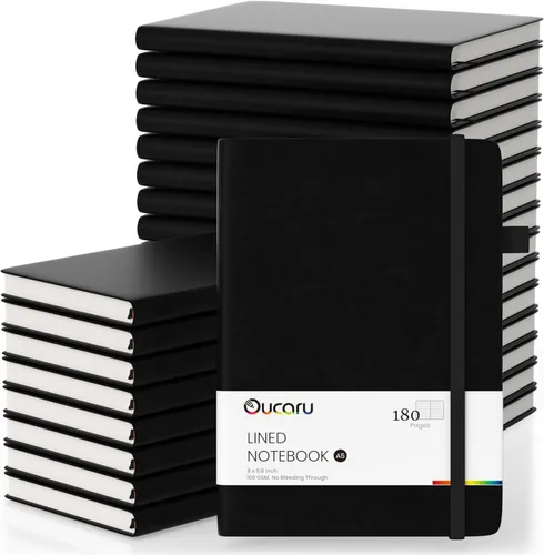 Miniatura 39 de Oucaru Cuaderno rayado, paquete de 4, 180 páginas, diarios A5 para escribir, papel grueso de 100 GSM, cuadernos pequeños diarios para mujeres y 4