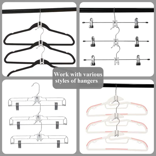 Miniatura 6 de Ganchos de conector para colgar ropa, mini ganchos en cascada para perchas de terciopelo abrazables, resistente ahorro de espacio para armario, 60