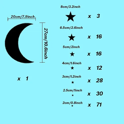 Miniatura 4 de Calcomanía de vinilo con diseño de luna y estrellas, removible para niños, decoración de habitación de bebé, decoración de habitación de bebé, Negro