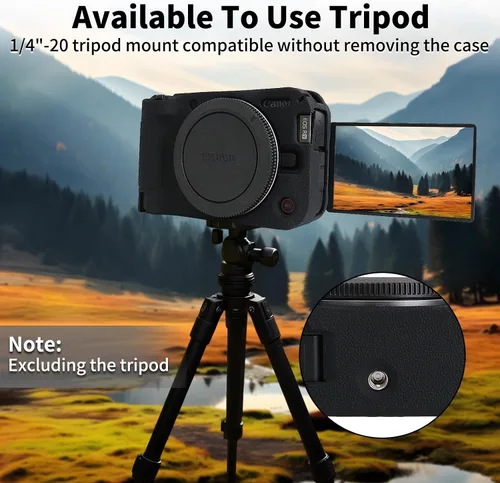 Miniatura 7 de Rieibi Funda de silicona para cámara Canon EOS R50 V, funda protectora suave para cámara Canon EOS R50V, accesorios con 2 protectores de pantalla