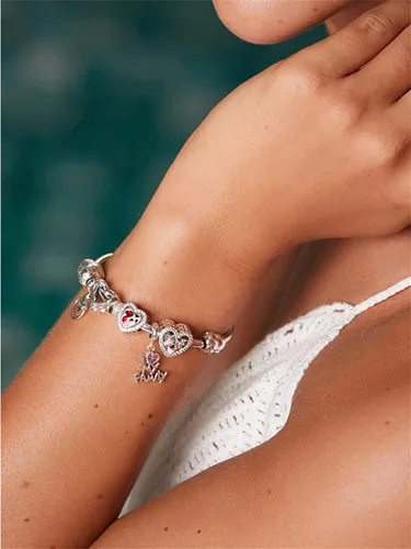 Miniatura 4 de BISAER Abalorio de plata de ley 925 con cuentas de cristal azul Hamsa para pulsera Pandora