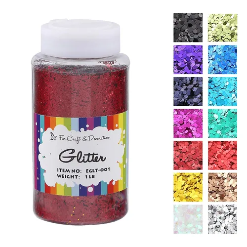 Miniatura 26 de Brillantina gruesa, 18 frascos de colores surtidos para manualidades, cuerpo, maquillaje y purpurina para uñas.