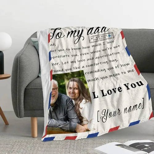 Miniatura 6 de Youltar Manta de fotos personalizada para el Día del Padre, regalo personalizado con el texto "Best Dad Ever" de hija o hijo para Navidad