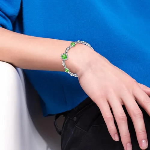 Miniatura 2 de Pulsera de cristal de corazón de amor pulsera de moda para mujer accesorios para niñas paquete de aretes verde talla única