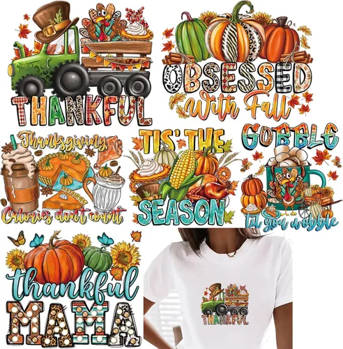 Miniatura 8 de Calcomanías de Vinilo de Transferencia Navideñas para Planchar, Pegatinas de Transferencia de Calor de Navidad con Patrones de Papá Noel, Renos