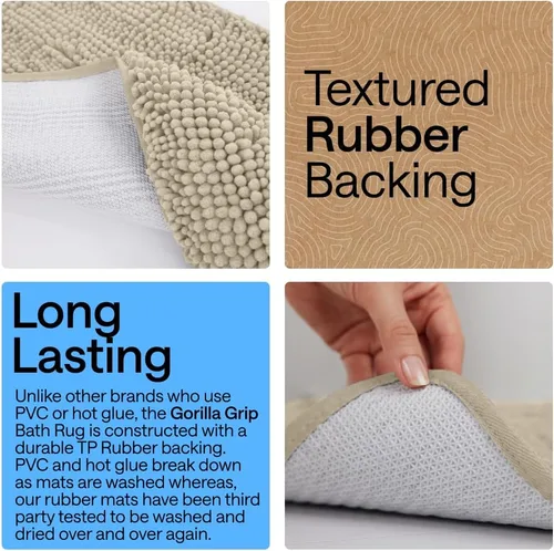 Miniatura 172 de Gorilla Grip - Tapete de baño de felpilla gruesa, suave y absorbente, secado rápido, de microfibra, con reverso de caucho, para piso de ducha, Nube