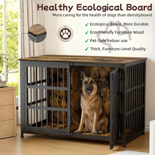 Miniatura 3 de Mueble Jaula para Perros de 46'' Jaula para Perros de Raza Grande Jaulas para Perros de Interior Jaulas para Perros de Madera Mesa Auxiliar Jaula