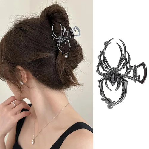 Miniatura 15 de Pinzas de pelo de mano de esqueleto de moda, grandes, sin arrugas, de metal, negro, punk, pasadores para mujeres y niñas, accesorios de peinado