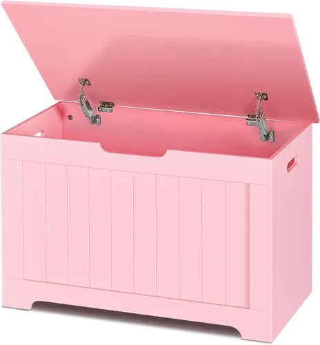 SUPER DEAL Cofre de almacenamiento, organizador de caja de pecho de 30 pulgadas con 2 bisagras de seguridad, banco de almacenamiento de entrada de
