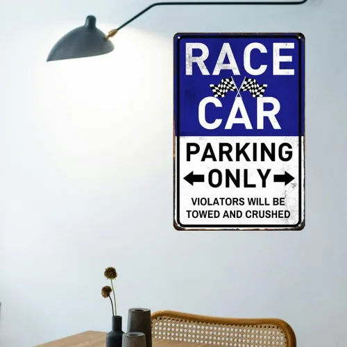 Miniatura 6 de Decoración de Coche Coches de Carreras Decoración de Dormitorio Para Niños Letrero de Solo Estacionamiento de Coches de Carreras Decoración