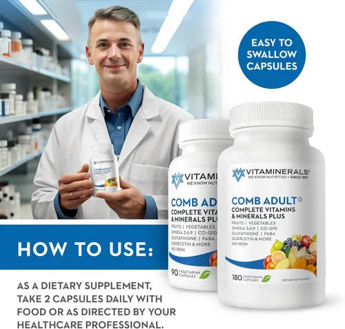 Miniatura 6 de Vitaminerals CombAdult - Fórmula integral de vitaminas y minerales Sin OMG Cápsulas vegetales (90)