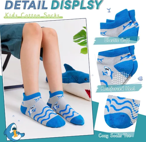 Miniatura 4 de Eyean Calcetines tobilleros de algodón para niños, diseño de animales, suaves, antideslizantes, para niños y niñas, calcetines invisibles, 6 pares