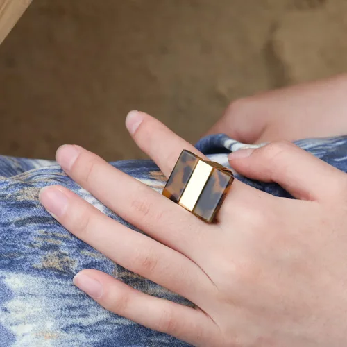 Miniatura 3 de Anillo de leopardo para mujer, joyería de leopardo, ajustable, chapado en oro, anillos acrílicos para mujer, anillo de tortuga, anillo de cóctel