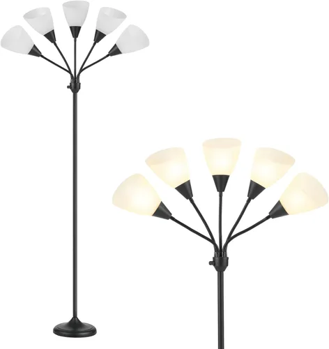 Miniatura 10 de HonoDing Medusa Lámparas de Pie Lámparas de Pie 5 Cabezales Luz de Lectura Ajustable Pantalla Grande Uso Bombilla E26 A19 Lámparas de Pie para Sala