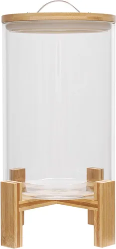 Miniatura 5 de Dispensador de arroz de vidrio, recipiente de almacenamiento de arroz, recipiente de harina y cereales con tapa hermética y soporte, recipiente