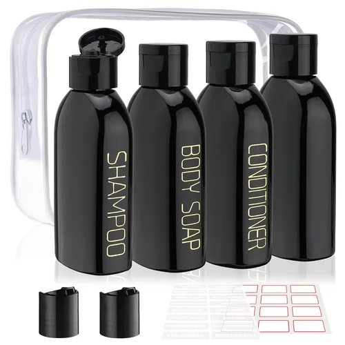 Miniatura 12 de Cosywell Kit de viaje de botellas exprimibles a prueba de fugas – 4 piezas de 3.4 onzas aprobadas por la TSA para champú, acondicionador y artículos