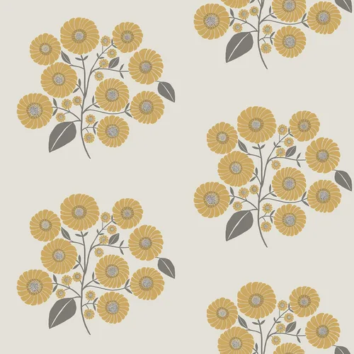 Papel tapiz de pelar y pegar gris mostaza de Strawflower