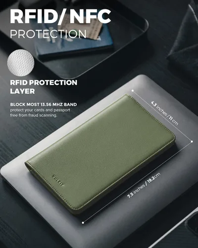 Miniatura 3 de VULKIT Billetera para pasaporte, con bloqueo RFID, cartera de viaje para hombres y mujeres