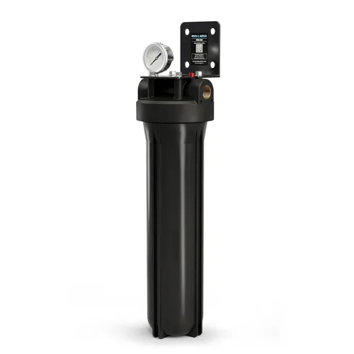 PRO+AQUA PRO-SCI - Sistema de filtro de agua con infusión de carbono de una sola etapa para toda la casa con manómetro | Elimina el 99% del cloro,