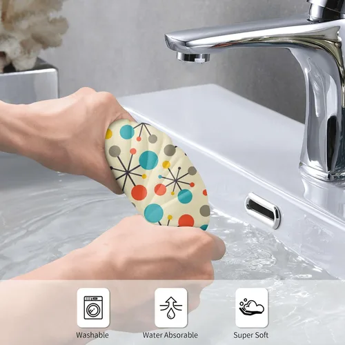 Miniatura 3 de Mid Century Fifties - Juego de 2 toallas de mano modernas atómicas retro para baño, suaves, absorbentes, amarillas, para baño, cocina, playa, spa