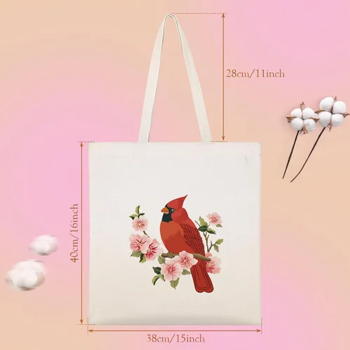 Miniatura 4 de Bolsa de lona Louise Maelys para mujer, linda estética cardenal, de algodón, para compras, regalo para mujeres, bolsas de comestibles reutilizables