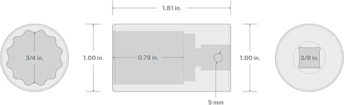 Miniatura 64 de TEKTON Encastre de 3/8 pulgadas x 0.669 in Zócalo de impacto de 12 puntos poco profundo SID12317