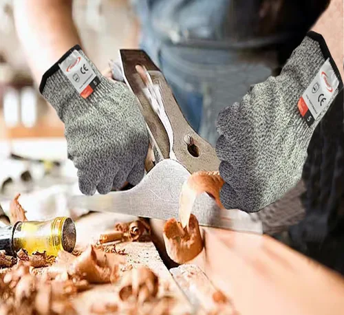 Miniatura 6 de Guantes resistentes a cortes, 1 par de guantes de corte de grado alimentario para cocina, descascarado de ostras, procesamiento de filetes de Gris