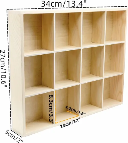 Miniatura 2 de 1 Pieza 13.4''x10.6''x2'' Caja de Divisor de Almacenamiento de Madera, Caja de Exhibición Organizadora, Bandeja de Exhibición, Soporte para Tablero
