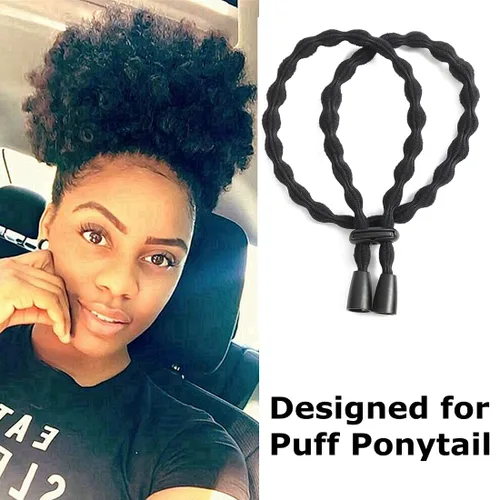 Miniatura 4 de Afro - Corbatas de cola de caballo con cordón ajustable para cabello corto rizado rizado moño lazos para la diadema Afro larga acolchada