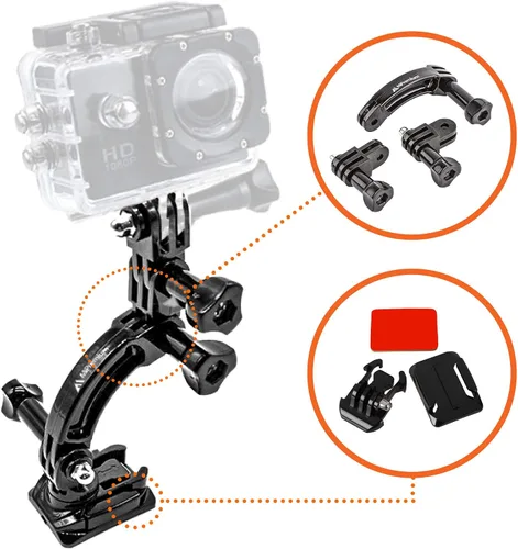 Miniatura 6 de MiPremium Juego de montaje de casco de brazo de extensión giratoria para GoPro Hero 13 12 11 10 9 8 7 6 5 4 Session Negro Plata XIAOYI 4K SJCAM