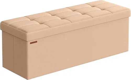 SONGMICS Colección Mazie - Banco Otomano con Almacenamiento, Reposapiés Plegable de 43 Pulgadas, Banco para Extremo de Cama, Fácil Montaje, para