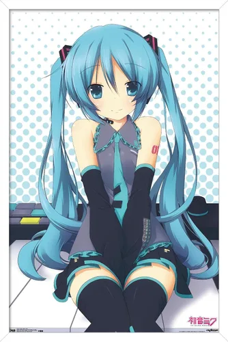 Miniatura 8 de Trends International Hatsune Miku - Póster de pared de llaves, 14.725 x 22.375 pulgadas, versión enmarcada de madera de granero