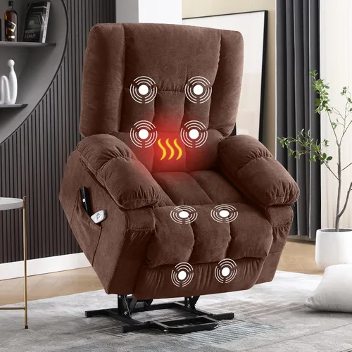 Miniatura 13 de MAHOMICO Silla reclinable eléctrica para personas mayores con masaje por vibración y calefacción lumbar, sofá reclinable eléctrico con bolsillo