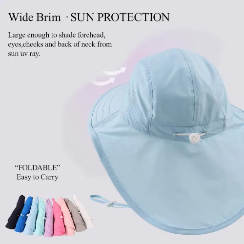 Miniatura 97 de Sombrero de verano para niños pequeños con solapa para el cuello, impermeable, sombrero de natación para niños, protección UV, sombrero de playa