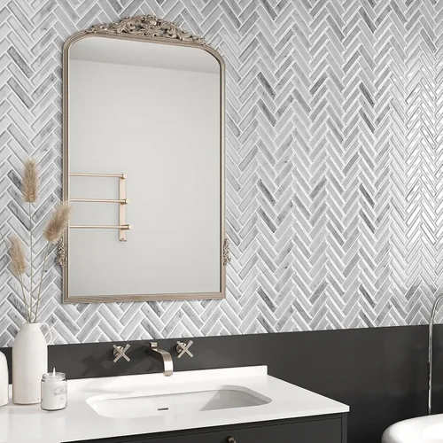 Miniatura 4 de VEELIKE Azulejos de mármol gris para salpicaduras de pared en muro de cocina en muro de espiga para despegar y pegar, impermeables, 6 hojas