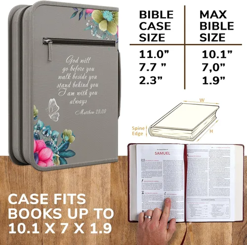 Miniatura 40 de DEHITE Funda para la Biblia para mujer, fundas de tela prémium para la Biblia para niñas, bolsa de transporte para mujer, ranuras para bolígrafos