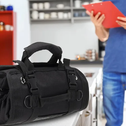 Miniatura 6 de Bolsa enrollable para herramientas, organizador de bolsa de herramientas, bolsas de almacenamiento enrollables con 6 bolsillos con cremallera y Negro