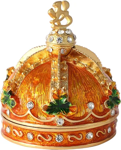 Miniatura 2 de QIFU Caja de joyería esmaltada pintada a mano con bisagras, adornos de cristal brillante para decoración del hogar, regalo único para la familia