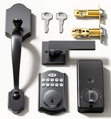 Miniatura 6 de Cerradura de puerta con 2 manijas de palanca, cerradura de puerta de entrada sin llave, cerrojo de teclado electrónico, código inteligente digital