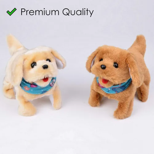 Miniatura 4 de Haktoys - Perros de peluche que funcionan con pilas para cachorros que saltos mortales caminan, se sientan y ladran – 2 cachorros de juguete de alta