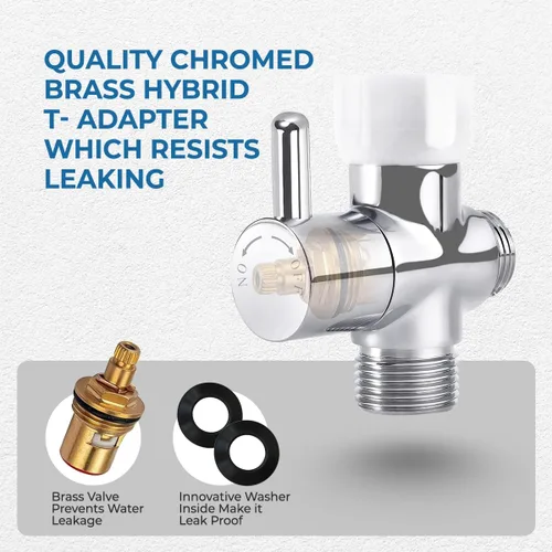 Miniatura 2 de GenieBidet Pulverizador de bidé de mano Sparkle – Incluye adaptador híbrido T y manguera de inodoro de acero inoxidable y perilla de precisión