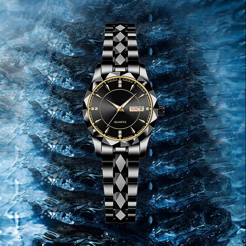 Miniatura 7 de BESTKANG Reloj de pulsera clásico para mujer, de lujo, impermeable, con calendario, acero inoxidable, de cuarzo, para mujer
